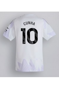 Manchester United Matheus Cunha #10 Jalkapallovaatteet Vieraspaita 2025-26 Lyhythihainen
